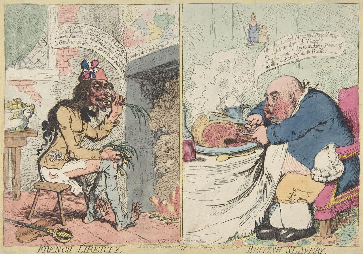 Ranskan vapaus. Britannian orjuus, 21. joulukuuta 1792, 21. joulukuuta 1792. tekijältä James Gillray