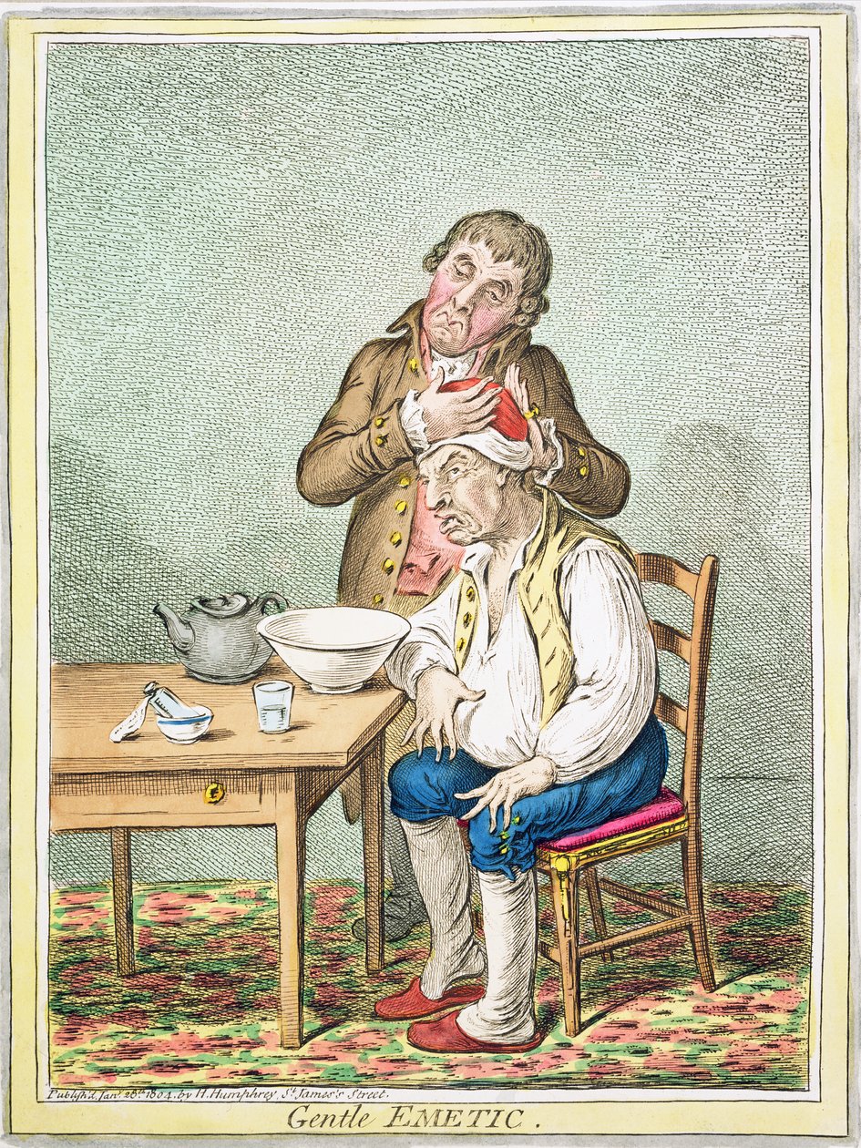 Gentle Emetic, julkaisija Hannah Humphrey, 1804 tekijältä James Gillray