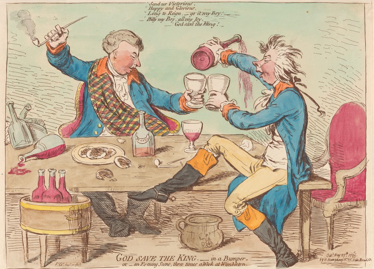 Jumala suojelkoon kuningasta. – Törmäyksessä. Tai – Iltanäkymä kolme kertaa viikossa Wimbledonissa tekijältä James Gillray