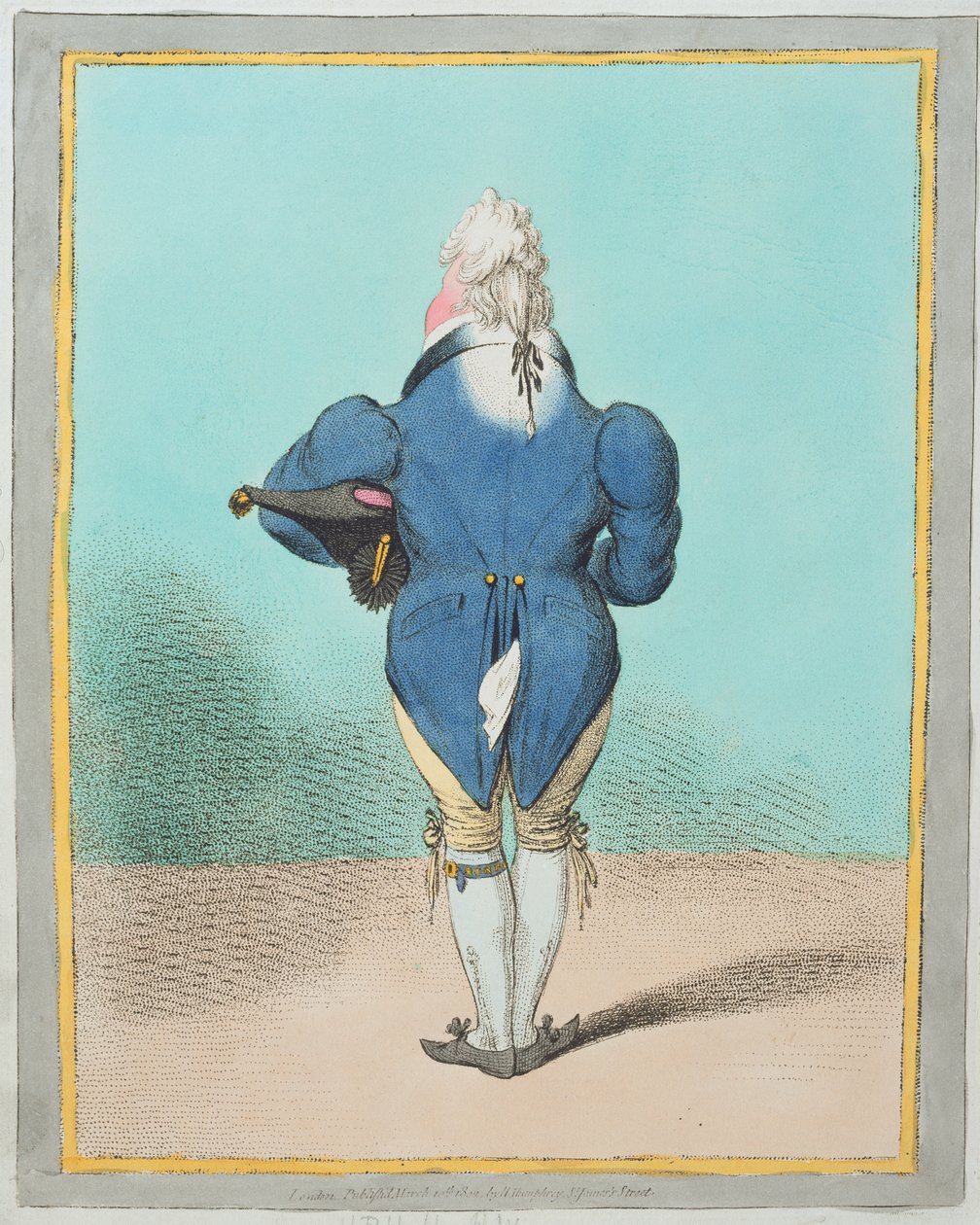 Hänen korkeutensa Walesin prinssi (1762-1830), Hannah Humphreyn julkaisema 1802 (käsin väritetty etsaus). tekijältä James Gillray
