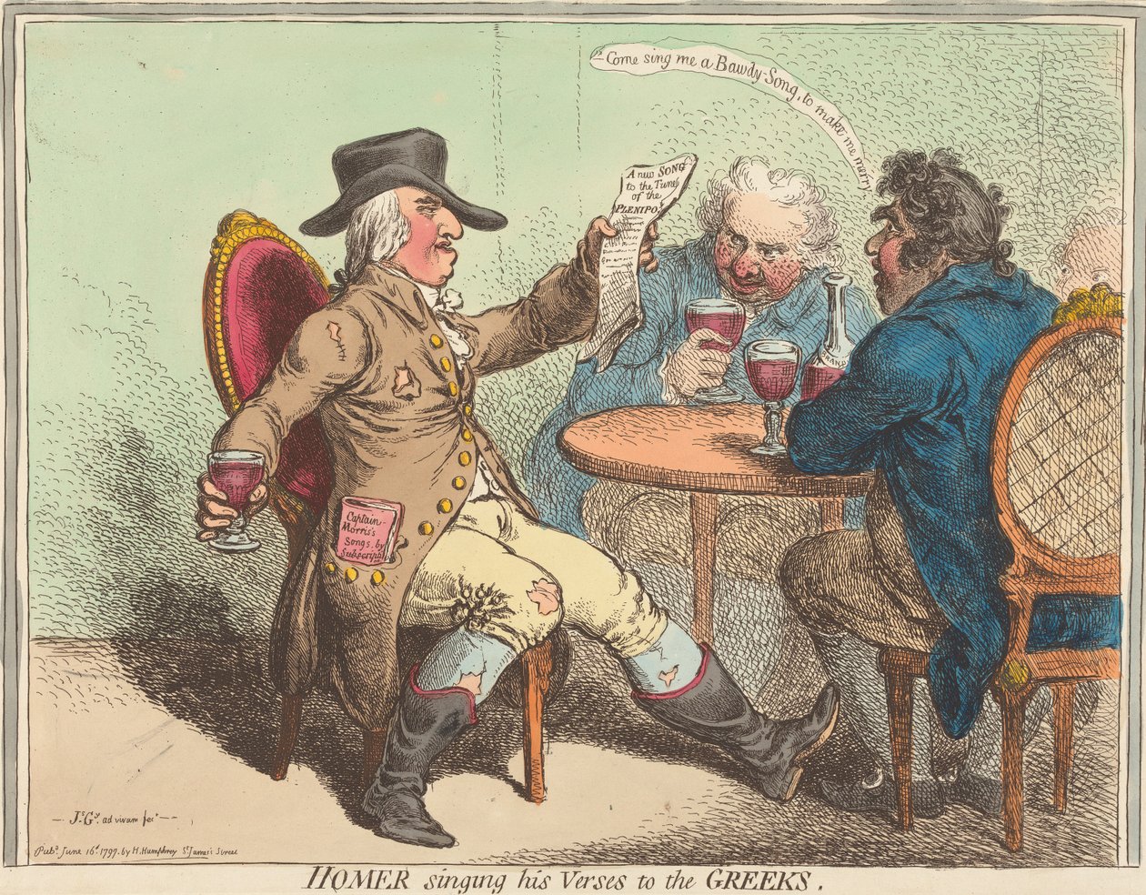 Homer singt seine Verse den Griechen tekijältä James Gillray