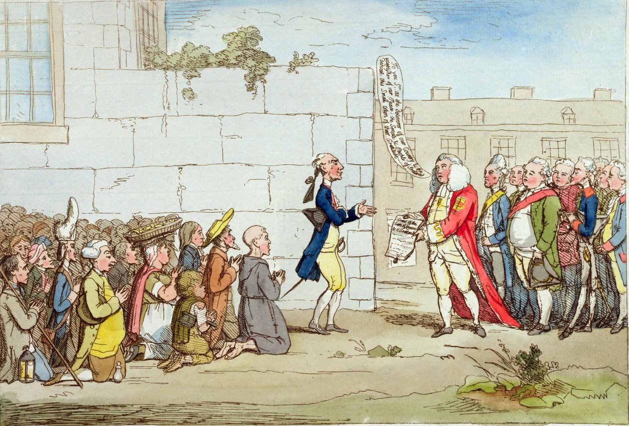Irish Gratitude, julkaissut Hannah Humphrey vuonna 1782 (käsinvärinen etsaus) tekijältä James Gillray