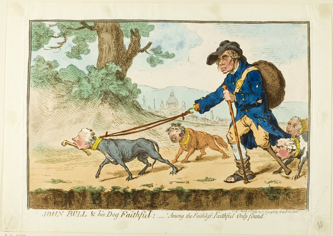 John Bull ja hänen uskollinen koiransa tekijältä James Gillray