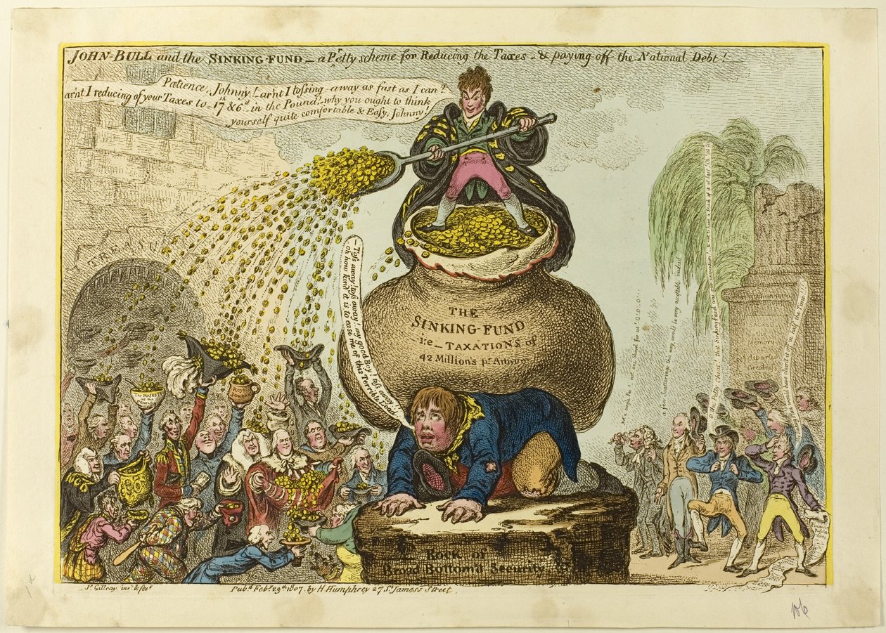 John Bull ja uppoamisrahasto tekijältä James Gillray
