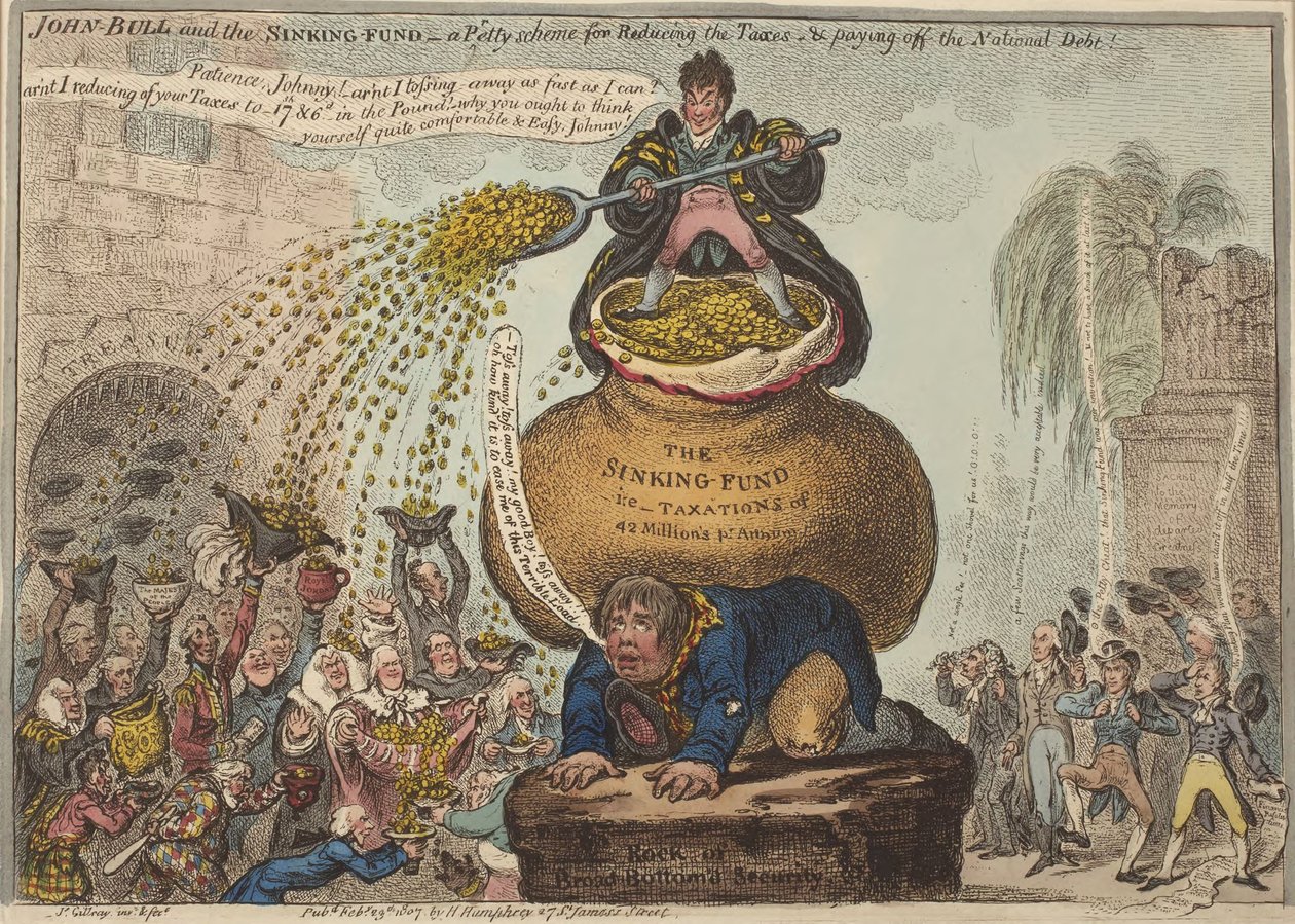 John Bull ja velanlyhennysrahasto tekijältä James Gillray