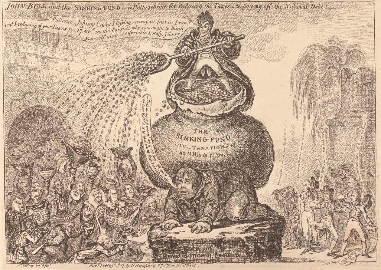 John Bull ja velanlyhennysrahasto tekijältä James Gillray