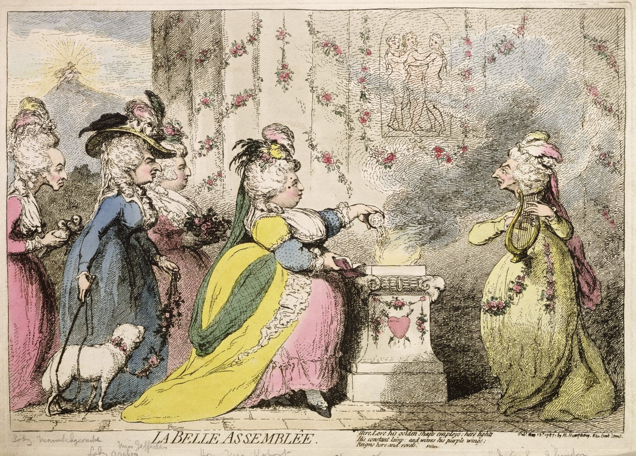 La Belle Assemblee, julkaissut Hannah Humphrey vuonna 1787 (käsinvärinen etsaus) tekijältä James Gillray