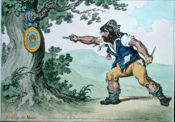 Le Coup de Maitre, Hannah Humphreyn vuonna 1797 julkaisema (käsinvärinen etsaus) tekijältä James Gillray