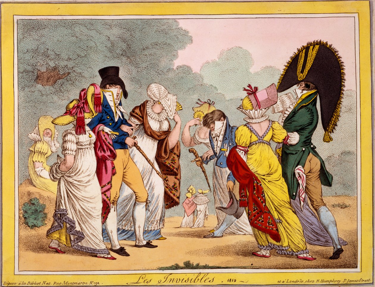 Les Invisibles, 1810 (käsinvärinen kaiverrus) tekijältä James Gillray