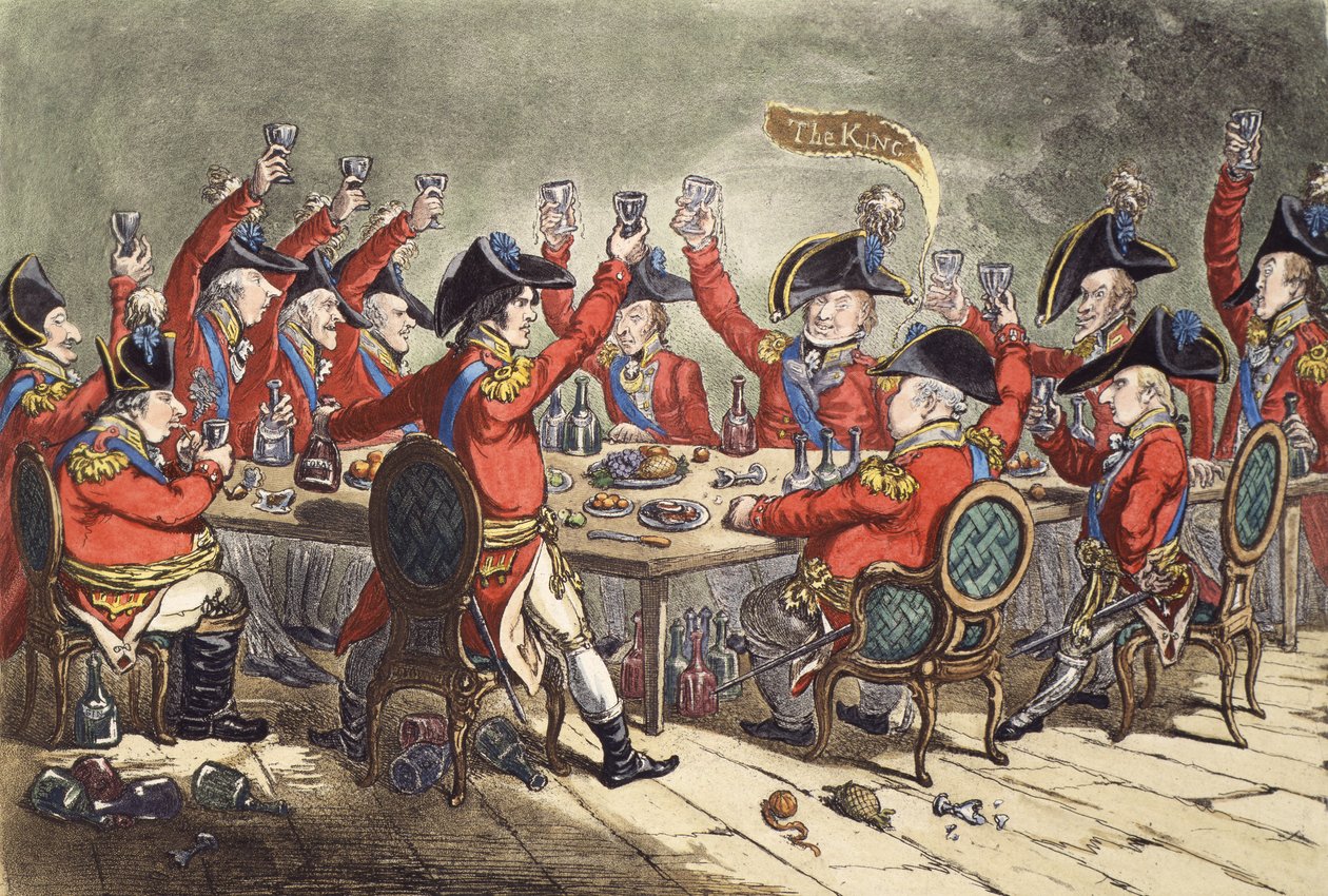 "Loyal Souls - tai kurkistus St. Jamesin messroomiin", 1797 tekijältä James Gillray
