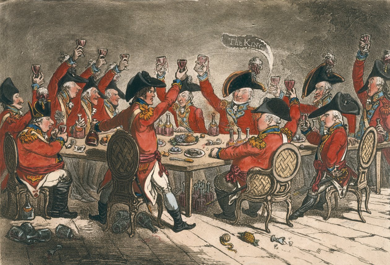 Loyal Souls eli Kurkistus St. Jamesin messuhuoneeseen, julkaissut Hannah Humphrey vuonna 1797 (käsinvärinen etsaus) tekijältä James Gillray