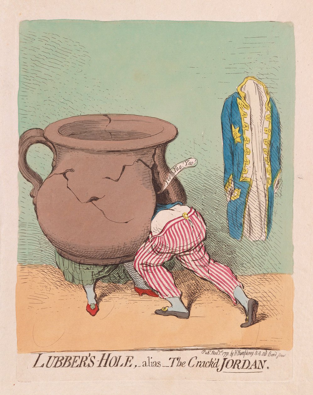 Lubbers Hole, alisa The Crackd Jordan, pub. 1791 (käsinvärinen kaiverrus) tekijältä James Gillray