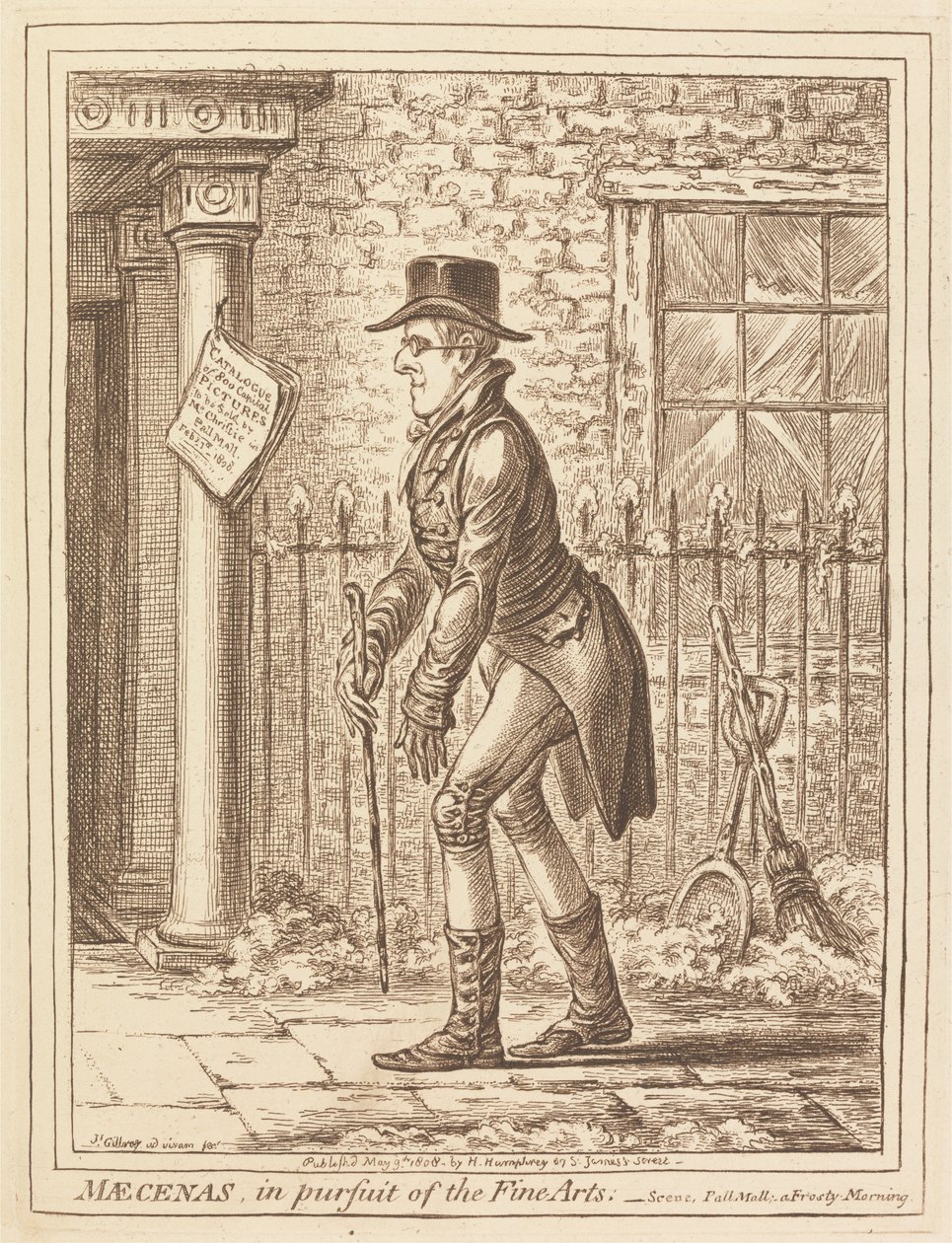Maecenas, kuvataiteiden edistäjä tekijältä James Gillray