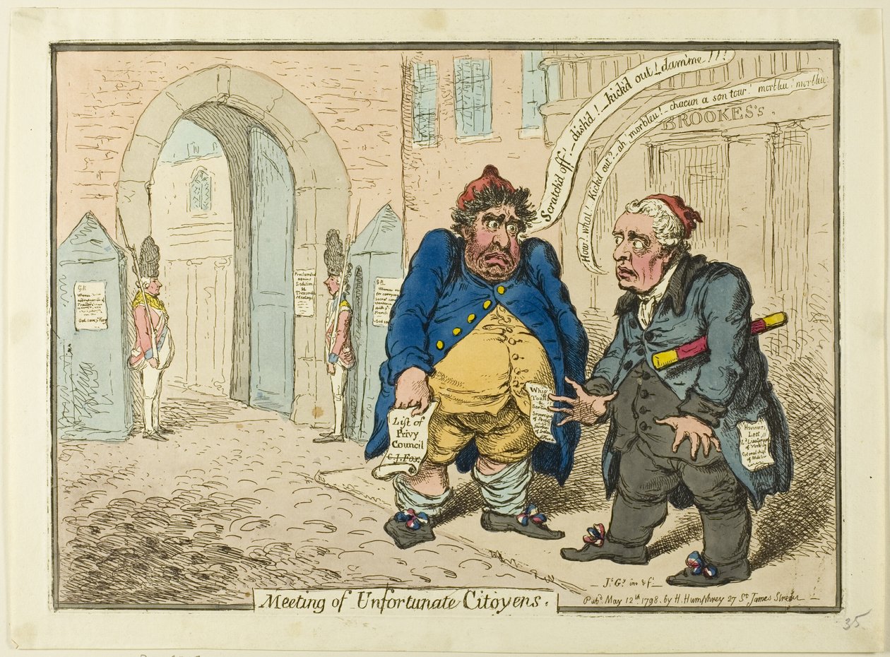 Epäonnisen Citoyenin kokous tekijältä James Gillray