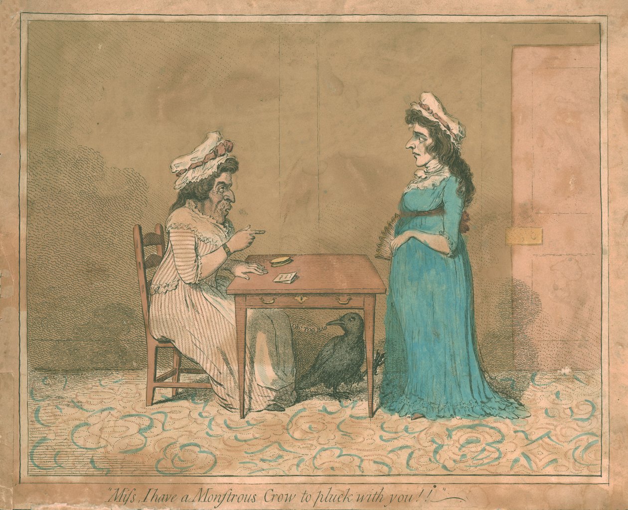 Neiti, minulla on hirviömäinen varis kynittävänä kanssasi!!, 1794 tekijältä James Gillray