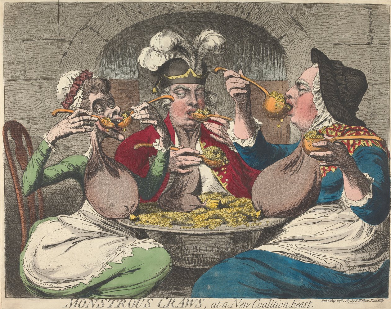 Hirviömäiset kuvut uuden liittouman pidoissa tekijältä James Gillray