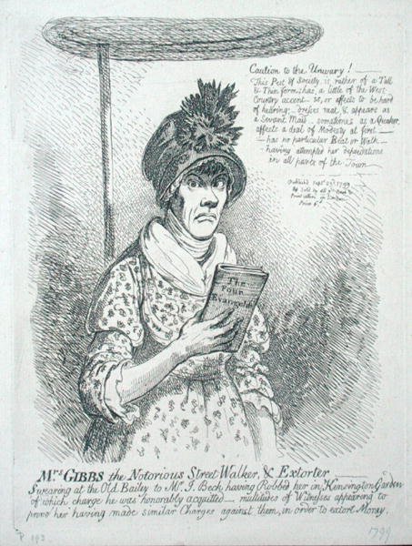 Rouva Gibbs, pahamaineinen Street Walker & Extorter tekijältä James Gillray