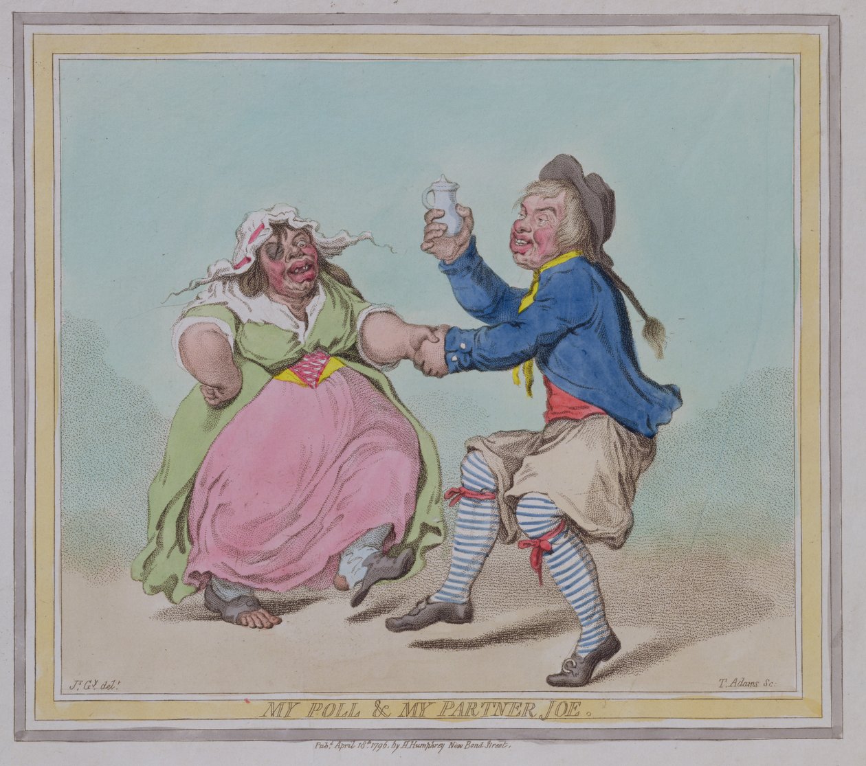 My Poll ja My Partner Joe, kaiverrus T. Adams, pub. kirjoittanut Hannah Humphrey, 1796 tekijältä James Gillray