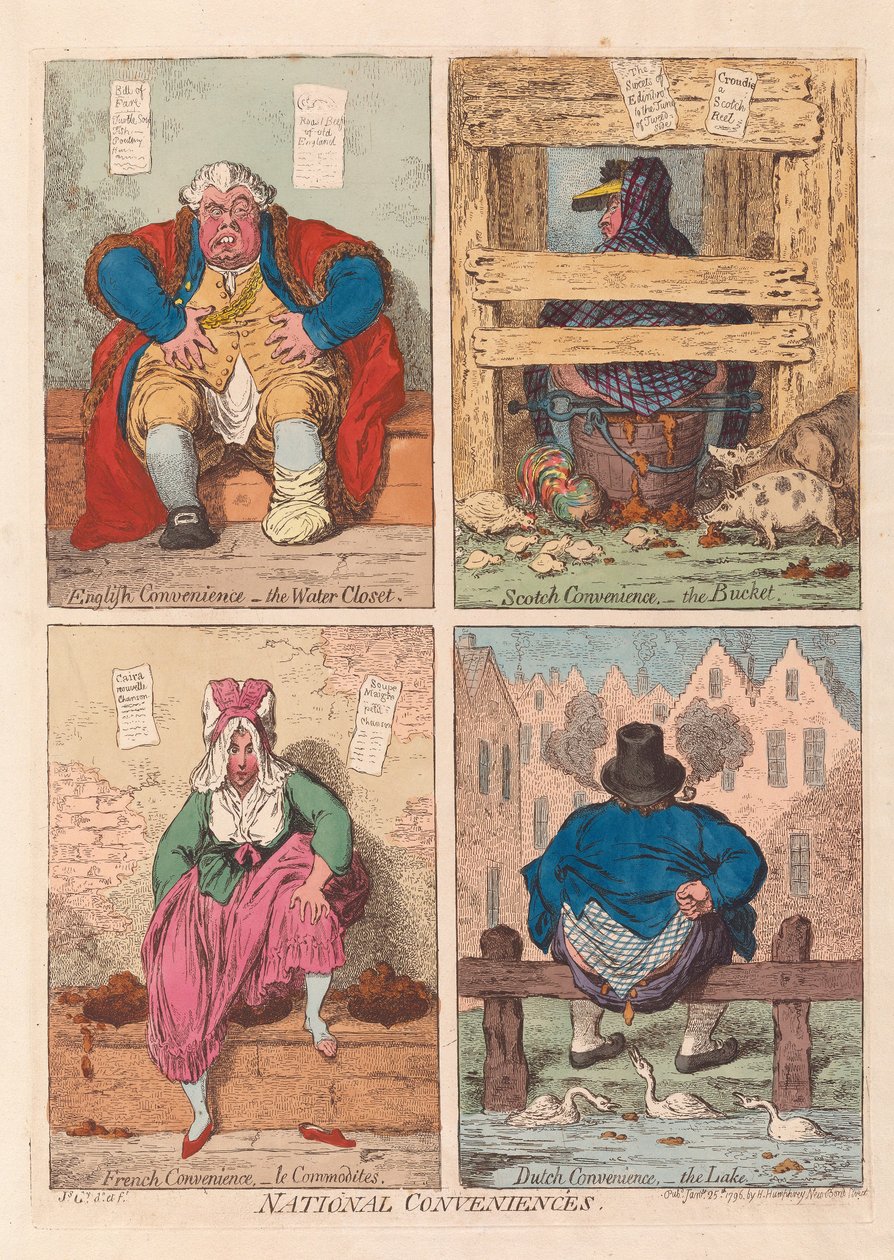 Kansalliset mukavuudet, pubi. 1796 (käsinvärinen kaiverrus) tekijältä James Gillray
