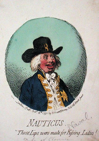 Nauticus eli "Nuo huulet tehtiin suuteleville naisille" julkaisi Hannah Humphrey vuonna 1791 (käsinvärinen etsaus) tekijältä James Gillray
