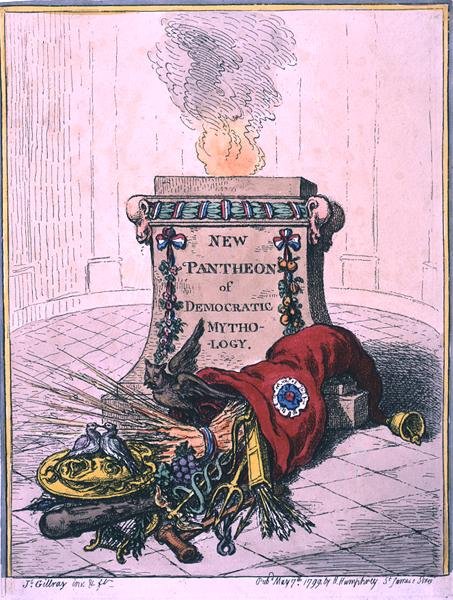 New Pantheon of Democratic Mythology, julkaissut Hannah Humphrey vuonna 1799 (käsinvärinen etsaus) tekijältä James Gillray