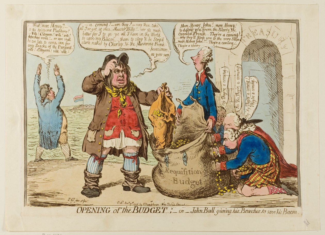 Talousarvion avaaminen tekijältä James Gillray