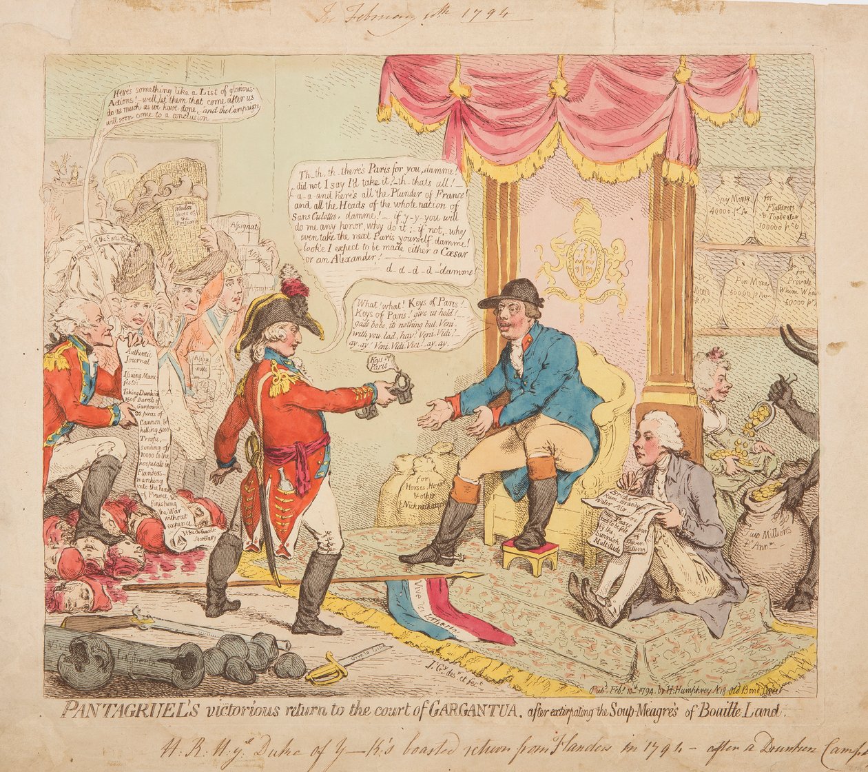 El retorn victoriós de Pantagruel a la cort de Gargantua finlandesa tekijältä James Gillray
