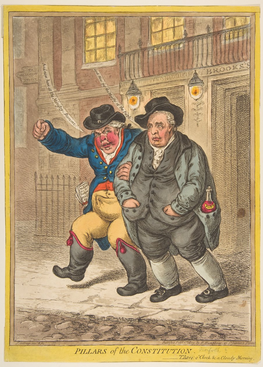 Perustuslain pilarit, 1. helmikuuta 1809. tekijältä James Gillray