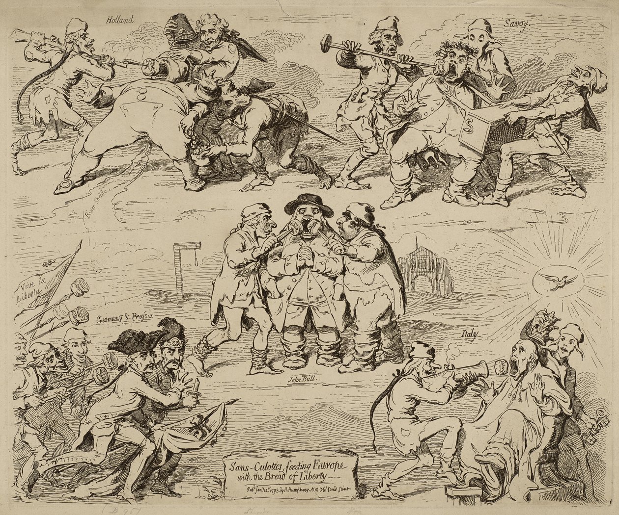 Sans-Culottes, Feeding Europe with the Bread of Liberty, julkaistiin 12. tammikuuta tekijältä James Gillray