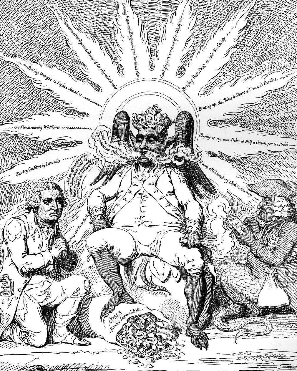 Saatana kaikessa loistossaan..., 1792. tekijältä James Gillray