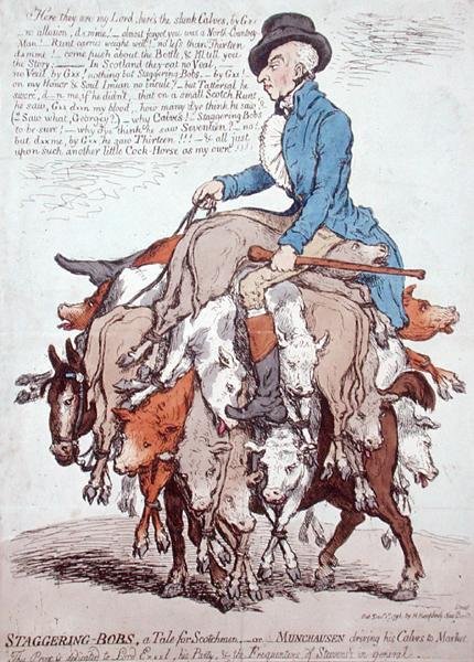 Staggering-Bobs, tai A Tale for Scotchman, julkaisija Hannah Humphrey tekijältä James Gillray