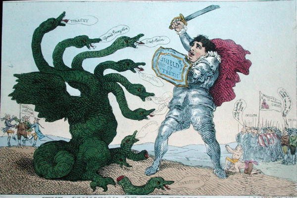 The Champion of the People, julkaisija William Humphrey (käsinvärinen etsaus) tekijältä James Gillray