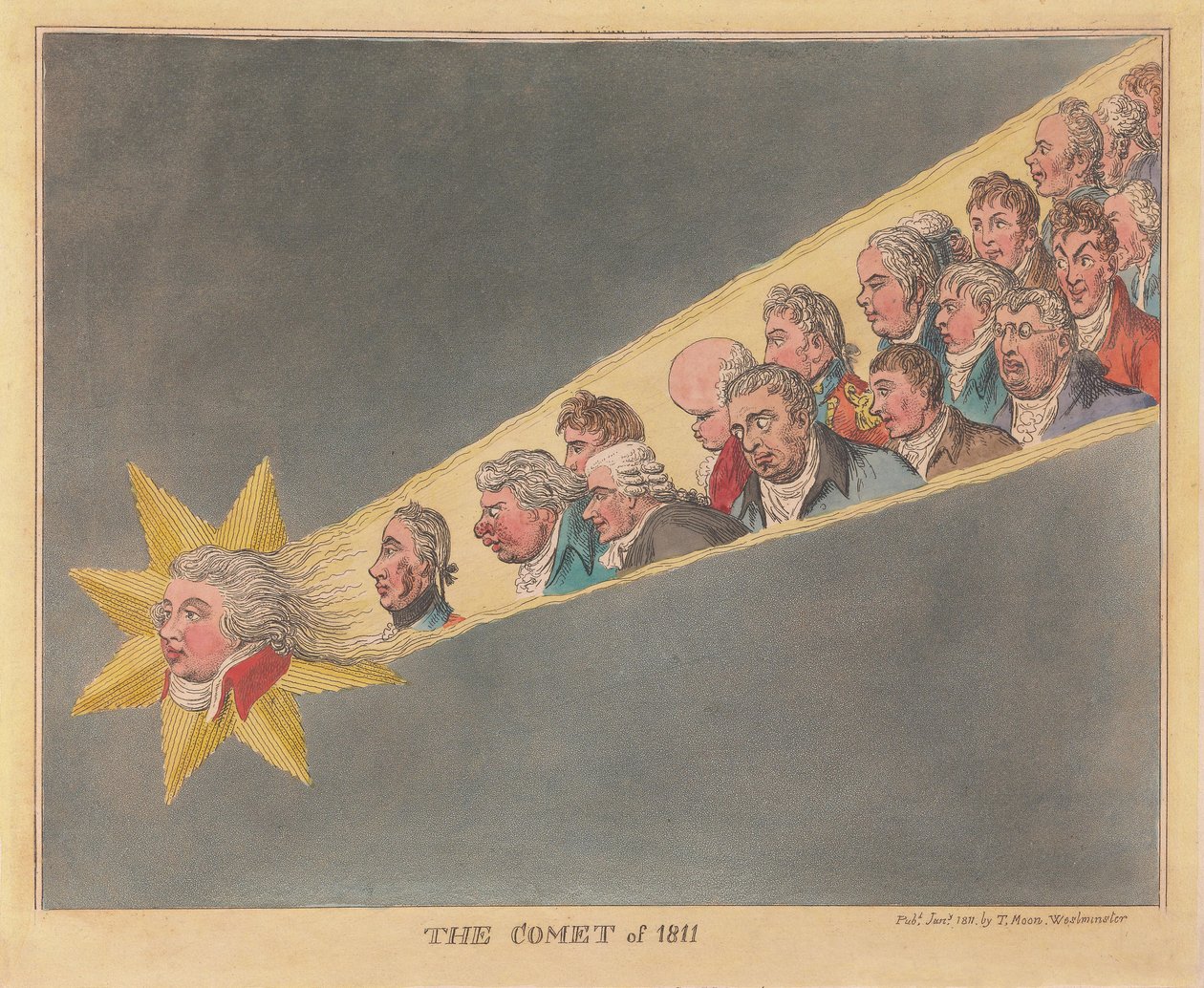 The Comet of 1811, julkaisu. 1811 (käsin väritetty kaiverrus) tekijältä James Gillray