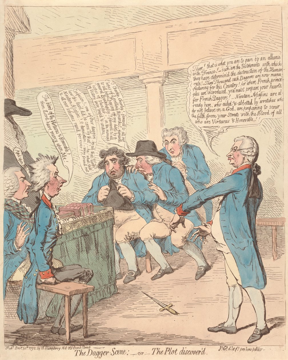 Die Dolchszene: - oder - Die aufgedeckte Verschwörung tekijältä James Gillray