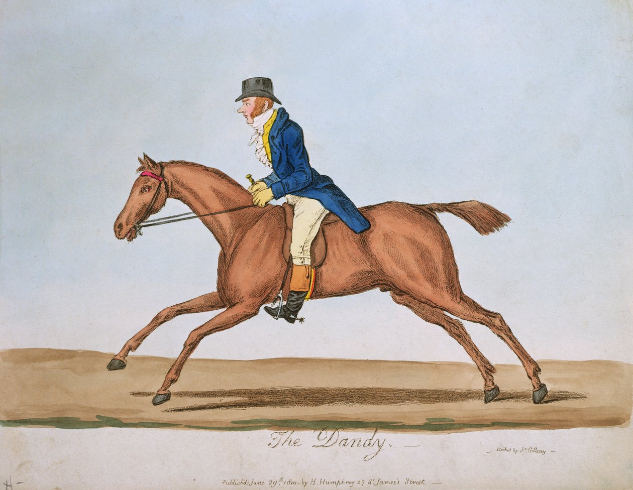 The Dandy, julkaissut Hannah Humphrey vuonna 1810 (käsinvärinen etsaus) tekijältä James Gillray
