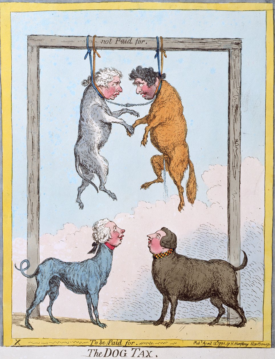 The Dog Tax, julkaissut Hannah Humphrey vuonna 1796 (käsinvärinen etsaus) tekijältä James Gillray