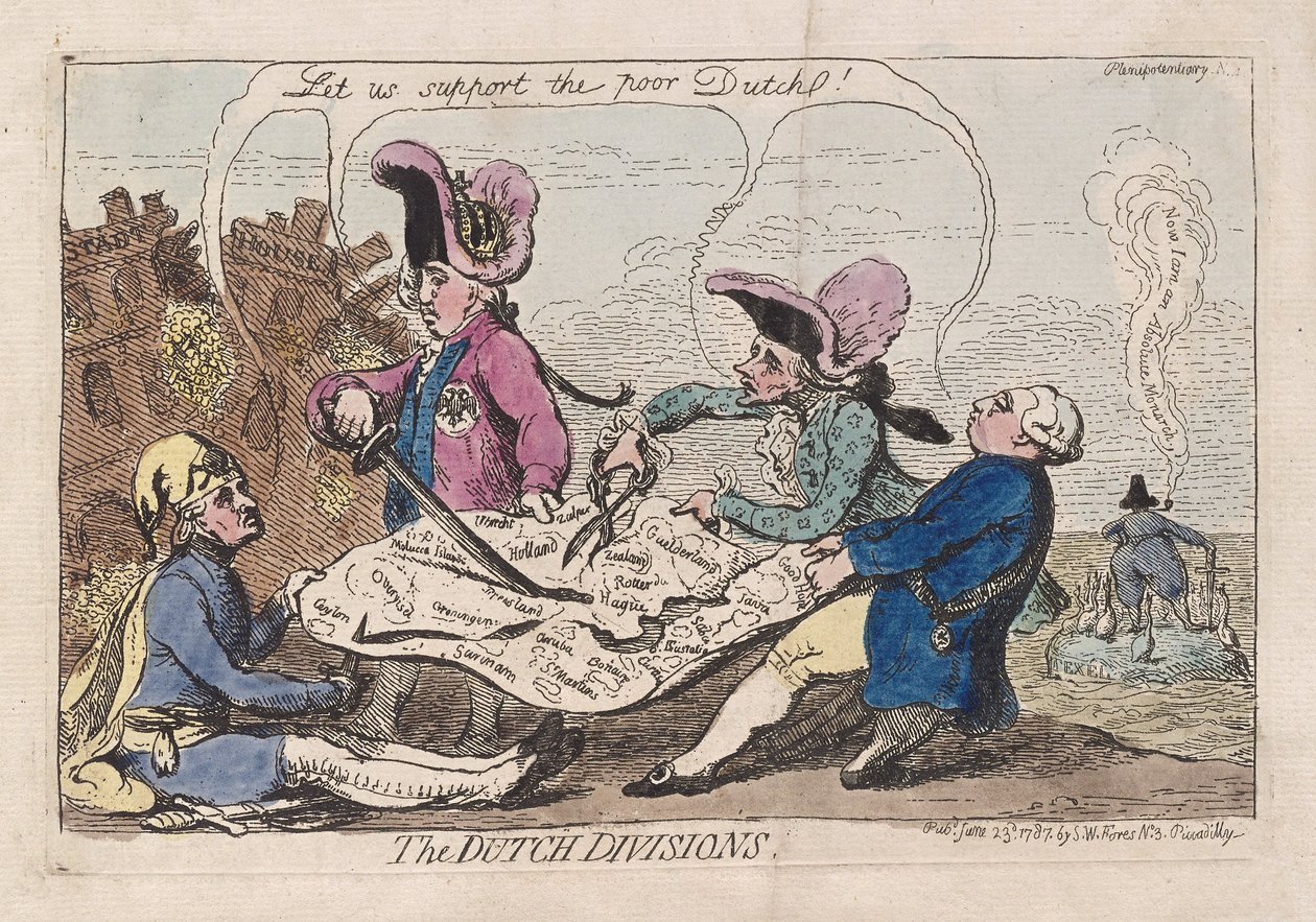 The Dutch Divisions, pub. 1787 (käsinvärinen kaiverrus) tekijältä James Gillray