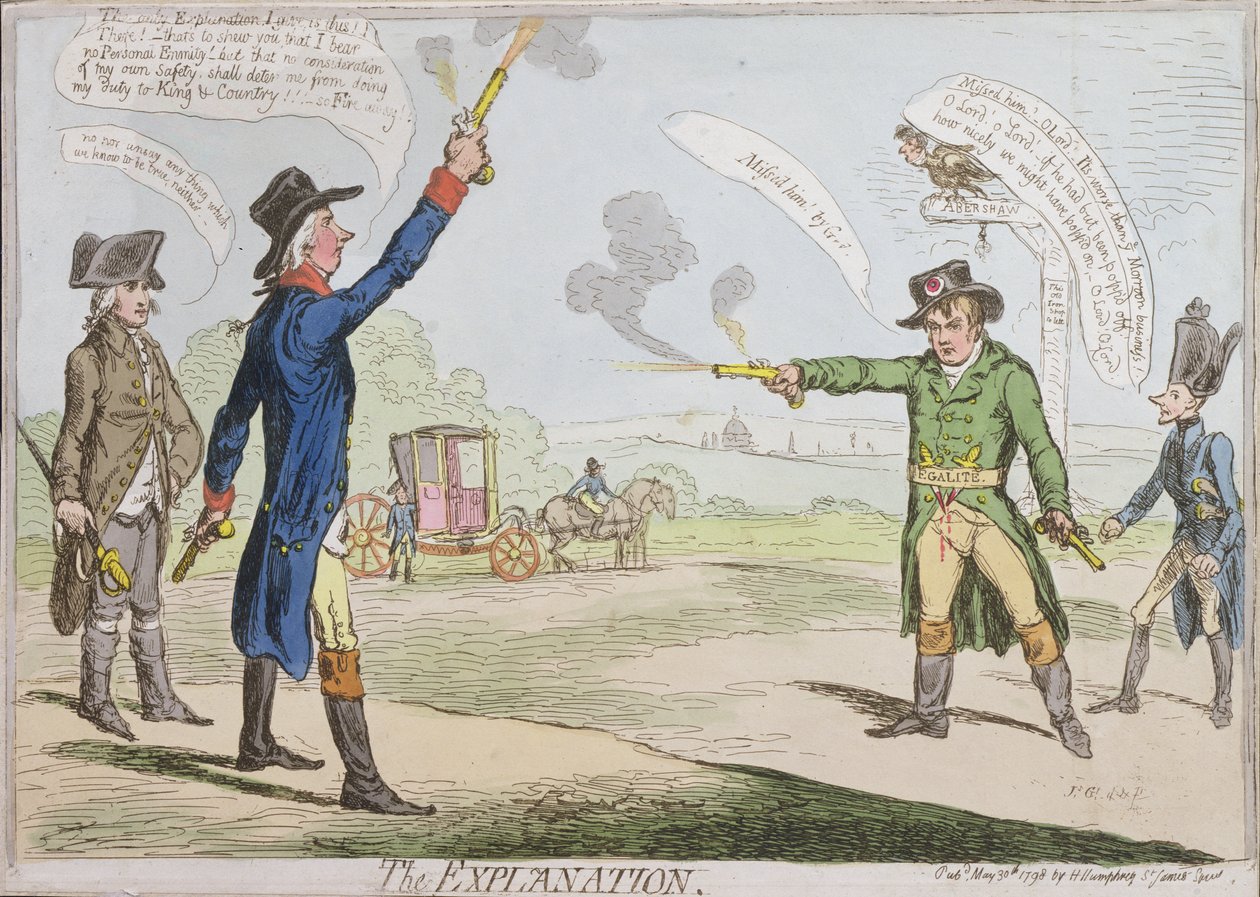 The Explanation, Hannah Humphreyn vuonna 1798 julkaisema (käsinvärinen etsaus) tekijältä James Gillray