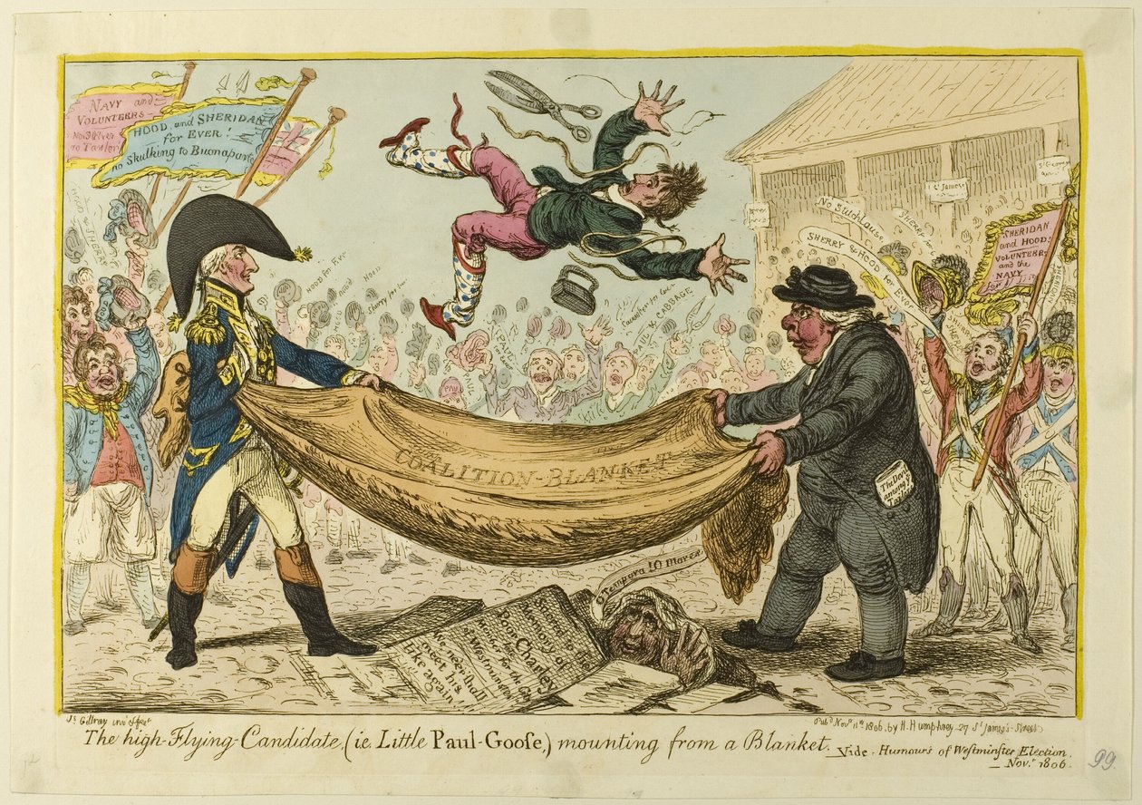 Korkealle lentävä ehdokas tekijältä James Gillray