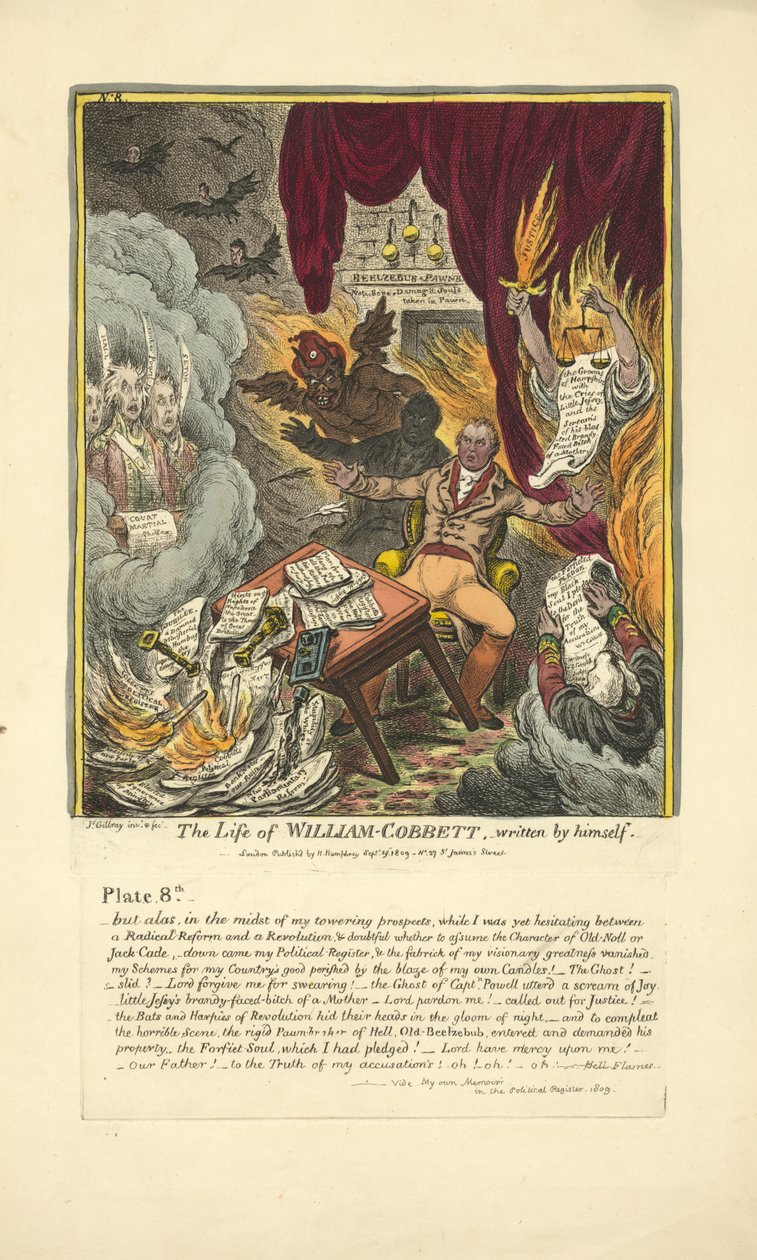 William Cobbettin elämä, hänen itsensä kirjoittama, julkaissut Hannah Humphrey, 1809 (käsinvärinen kaiverrus) tekijältä James Gillray