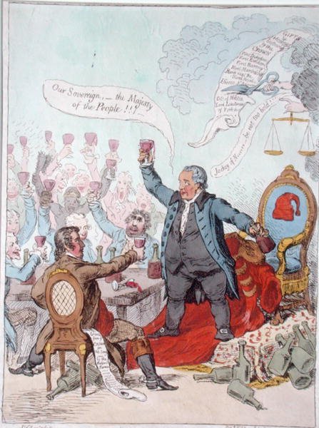 The Loyal Toast, julkaissut Hannah Humphrey vuonna 1798 (käsinvärinen etsaus) tekijältä James Gillray