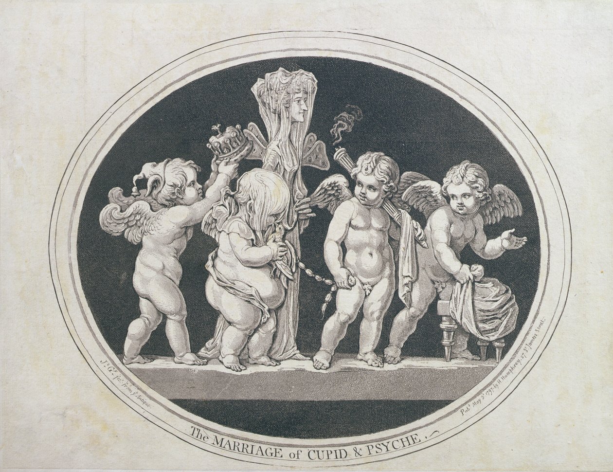 The Marriage of Cupid and Psyche, julkaisija Hannah Humphrey vuonna 1797 tekijältä James Gillray
