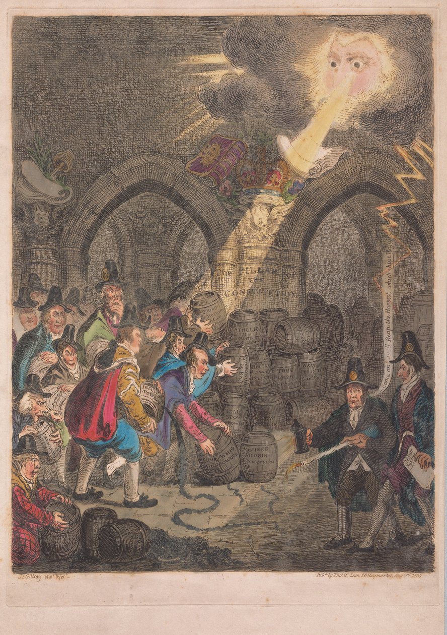 Perustuslain pilari, pub. 1835 (käsinvärinen kaiverrus) tekijältä James Gillray