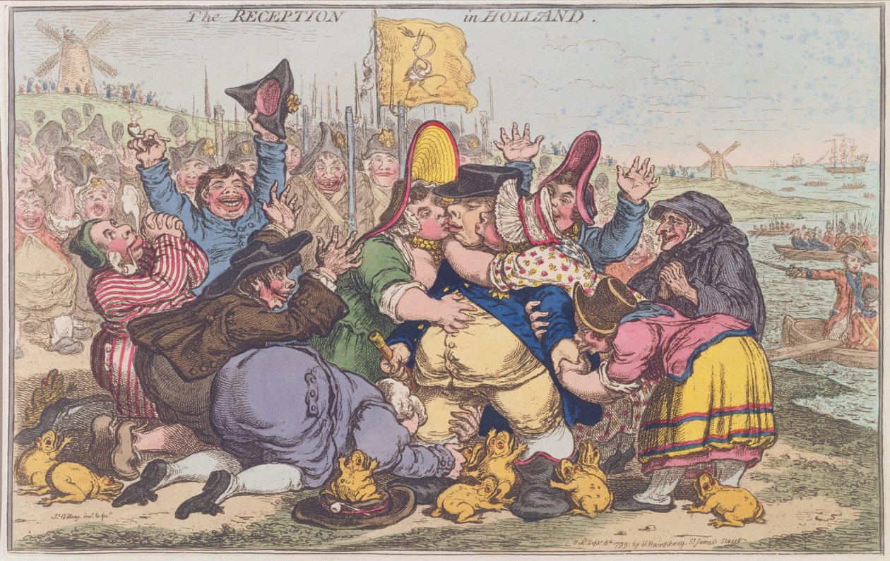 Vastaanotto Hollannissa, julkaissut Hannah Humphrey vuonna 1799 (käsinvärinen etsaus) tekijältä James Gillray