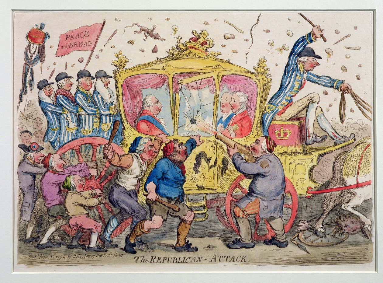 The Republican Attack, julkaissut Hannah Humphrey vuonna 1795 (käsinvärinen etsaus) tekijältä James Gillray