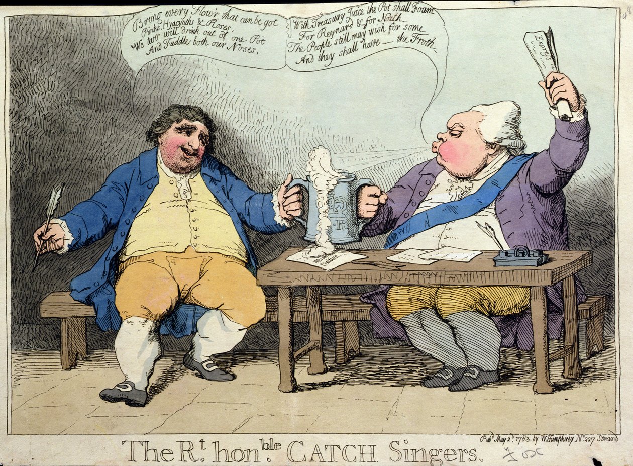 The Right Honorable Catch Singers, julkaissut William Humphrey vuonna 1783 (käsinvärinen etsaus) tekijältä James Gillray