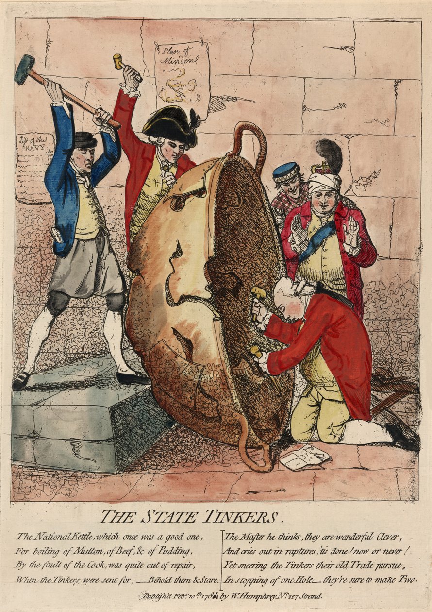 The State Tinkers, julkaisija W. Humphrey, 10. helmikuuta 1780 (käsinvärinen kaiverrus) tekijältä James Gillray