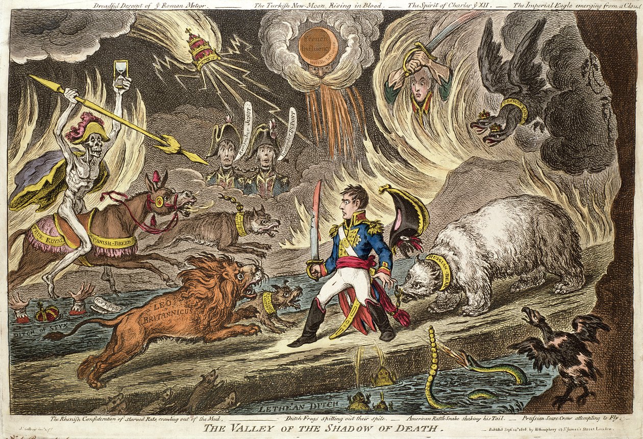 James Gillrayn "The Valley of the Shadow of Death", julkaistu 24. syyskuuta 1808 tekijältä James Gillray