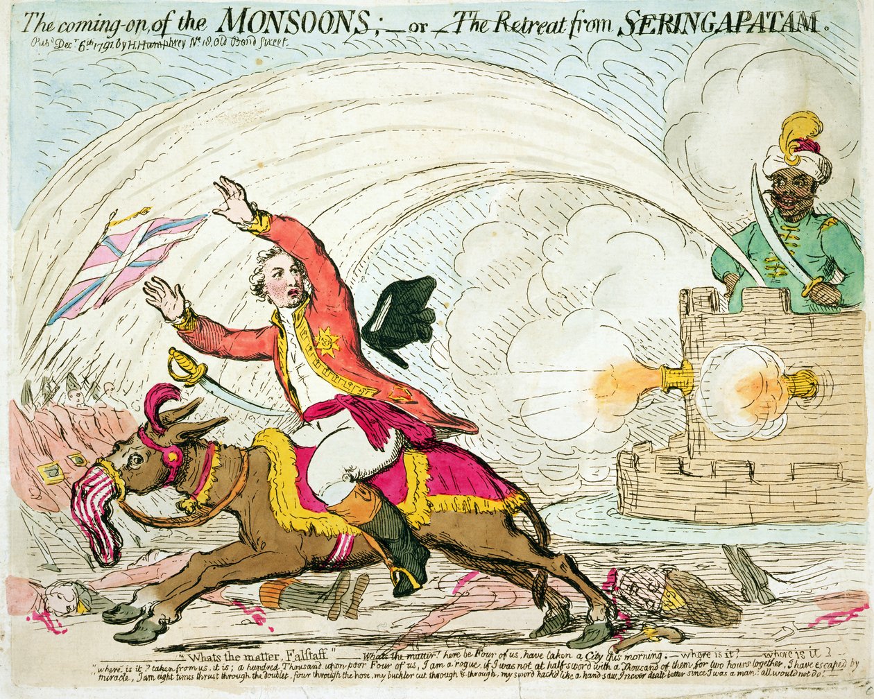 The come-on the Monsoons, julkaisija Hannah Humphrey, 1791 tekijältä James Gillray