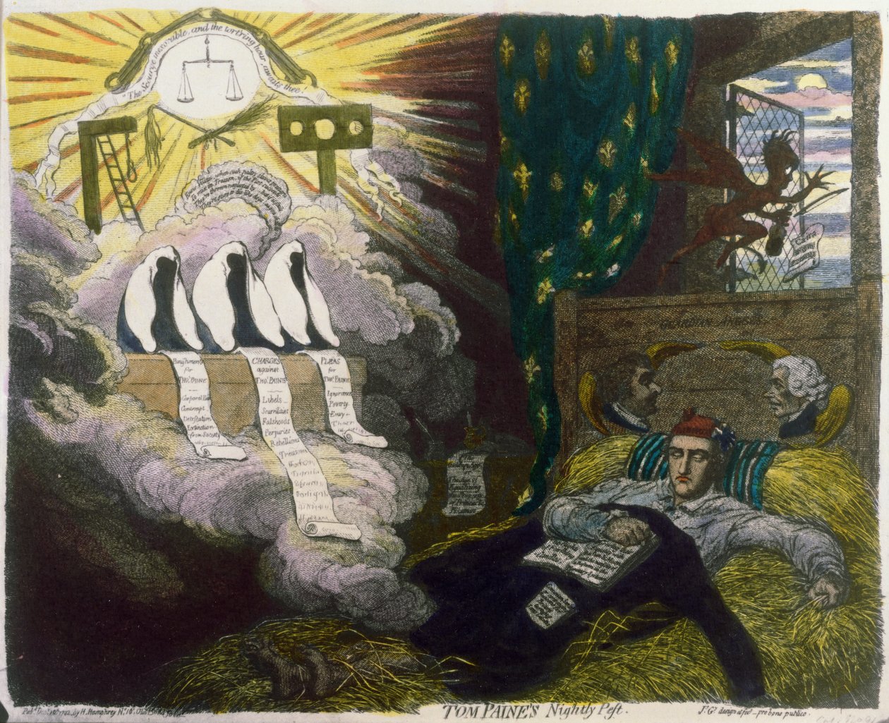 Tom Painen Nightly Pest, julkaisija Hannah Humphrey tekijältä James Gillray